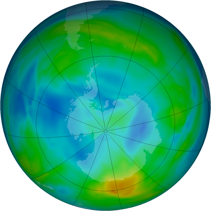 Antarctic ozone map for 04 June 2005